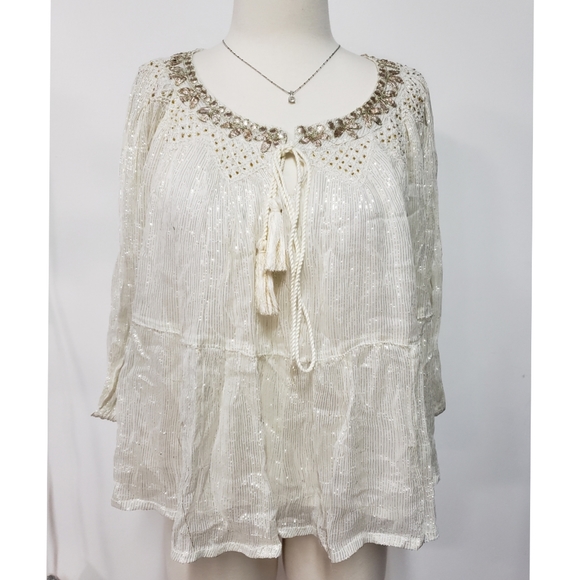 💯%Anthropologie Madi Shimmer Swing Blouse - Picture 3 of 12